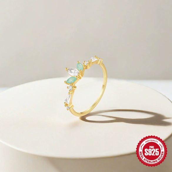 Wholesale S925 Sterling Silver Pink Flower Moon Shaped Ring With Inlaid Zircon For Women Simple And Refreshing Design