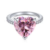 Wholesale S925 Sterling Silver Pink Love Heart Shape High Carbon Diamond Ring Electroplated Retro Light Luxury High Grade Sense