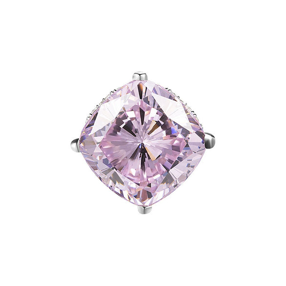 Wholesale S925 Sterling Silver Pink Love Heart Shape High Carbon Diamond Ring Electroplated Retro Light Luxury High Grade Sense