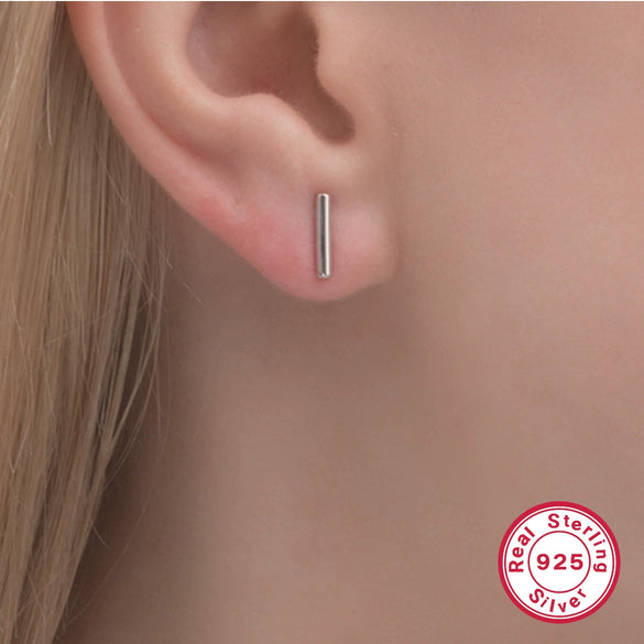 Wholesale S925 Sterling Silver Plain Cylindrical Geometric Earrings With Exquisite Design Sense And Seiko Craftsmanship For Unisex