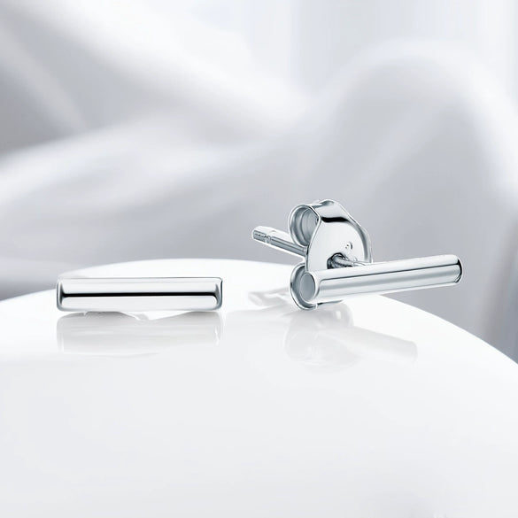 Wholesale S925 Sterling Silver Plain Cylindrical Geometric Earrings With Exquisite Design Sense And Seiko Craftsmanship For Unisex