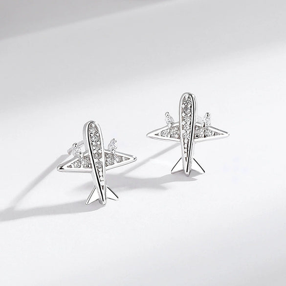 Wholesale S925 Sterling Silver Plane Earrings With Electroplating Treatment