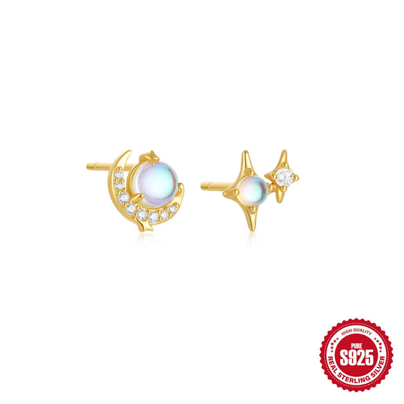 Wholesale S925 Sterling Silver Planet Moonstone Necklace And Earrings Set With Electroplating For Women And Unisex