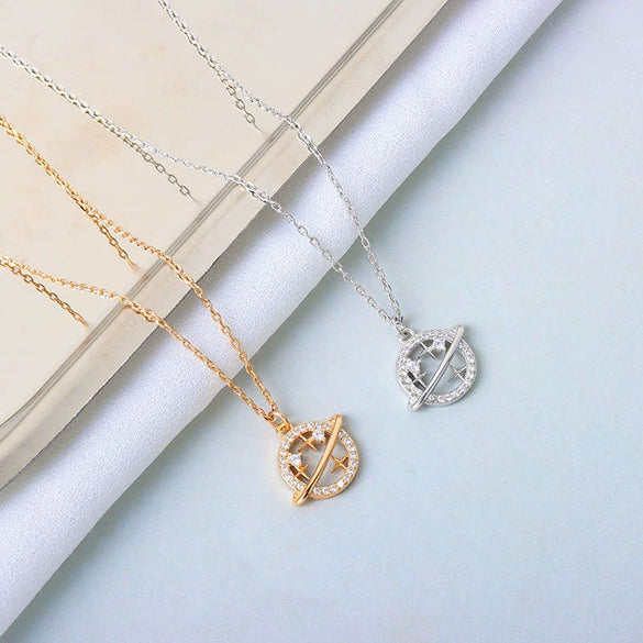Wholesale S925 Sterling Silver Planet Necklace For Female With Electroplating