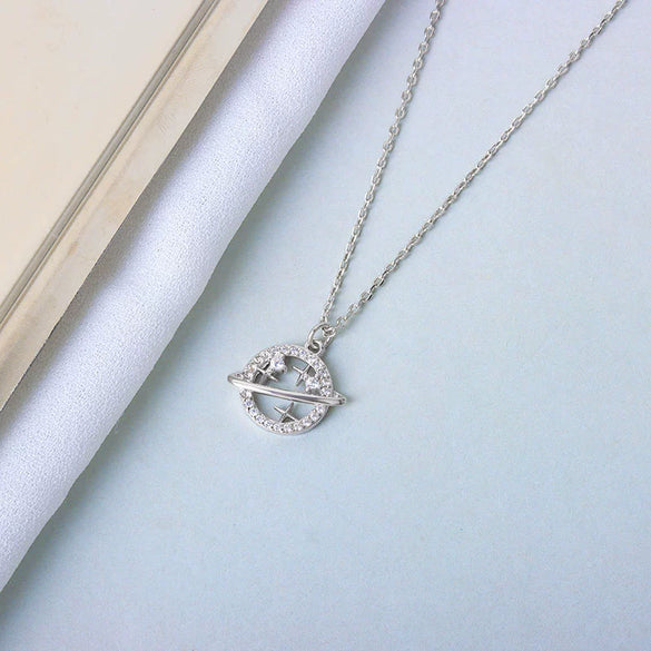 Wholesale S925 Sterling Silver Planet Necklace For Female With Electroplating