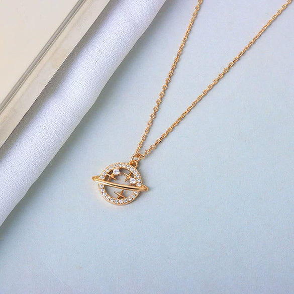 Wholesale S925 Sterling Silver Planet Necklace For Female With Electroplating