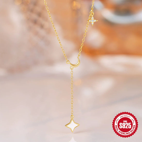 Wholesale S925 Sterling Silver Plated Venus Moon Drop Oil Four Mans Star Pendant Tassel Necklace With Geometric Design And Electroplating For Women