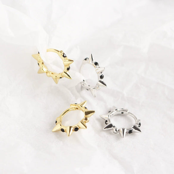 Wholesale S925 Sterling Silver Punk Style Rivet Geometric Earbuckle Earrings