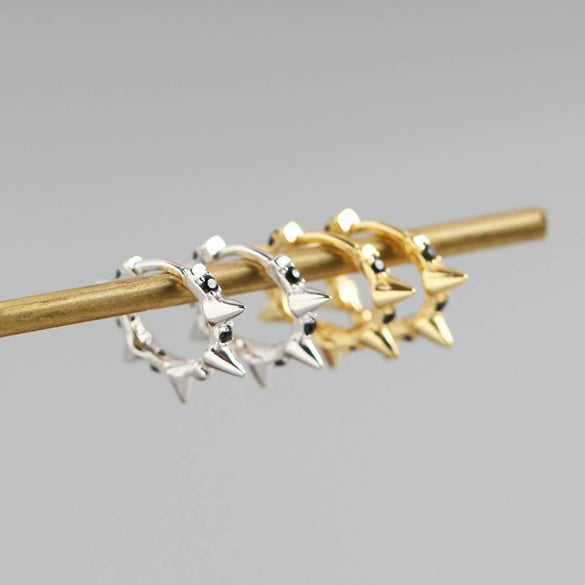 Wholesale S925 Sterling Silver Punk Style Rivet Geometric Earbuckle Earrings