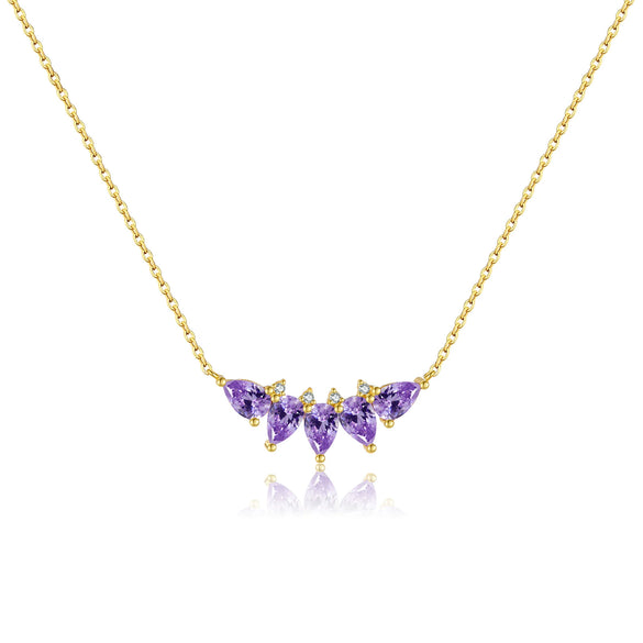 Wholesale S925 Sterling Silver Purple Water Drop Necklace With Electroplating