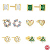 Wholesale S925 Sterling Silver Rectangular Bag Set With Love Flower All Match Earrings Geometric Pattern Electroplated