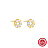 Wholesale S925 Sterling Silver Rectangular Bag Set With Love Flower All Match Earrings Geometric Pattern Electroplated