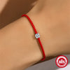 Wholesale S925 Sterling Silver Red Rope Bracelet With Single Mosan Diamond Geometric Pattern Electroplated For Women