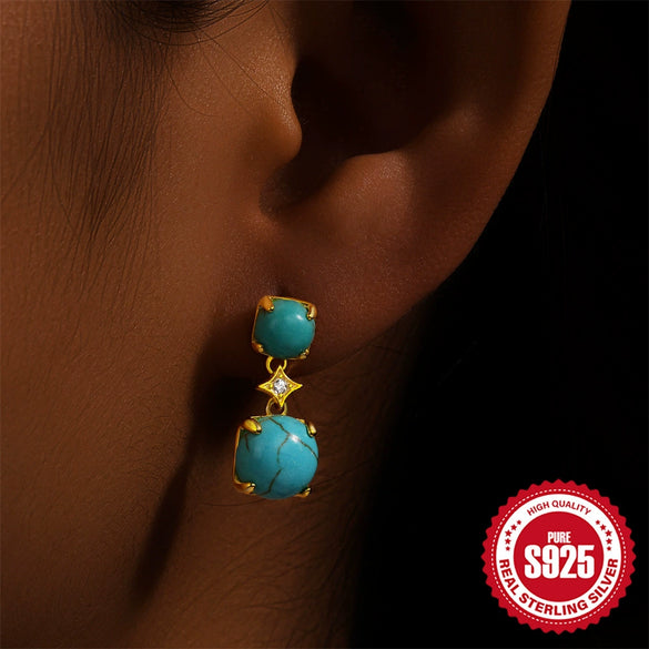 Wholesale S925 Sterling Silver Retro Geometric Earrings