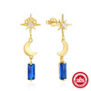 Wholesale S925 Sterling Silver Retro Luxury Geometric Water Drop Star Design Earrings 18K Gold Plated