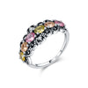 Wholesale S925 Sterling Silver Retro Old Style Geometric Overlapping Flash Diamond Ring For Women