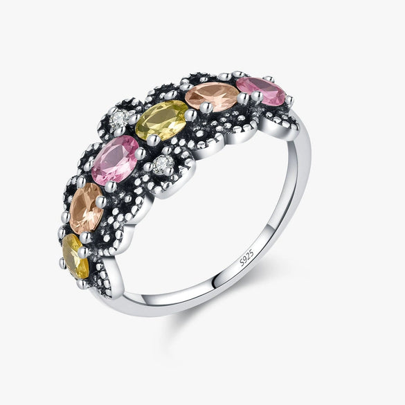 Wholesale S925 Sterling Silver Retro Old Style Geometric Overlapping Flash Diamond Ring For Women