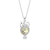 Wholesale S925 Sterling Silver Retro Owl Women's Ochain Necklace With Crystal Pendant