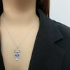 Wholesale S925 Sterling Silver Retro Owl Women's Ochain Necklace With Crystal Pendant