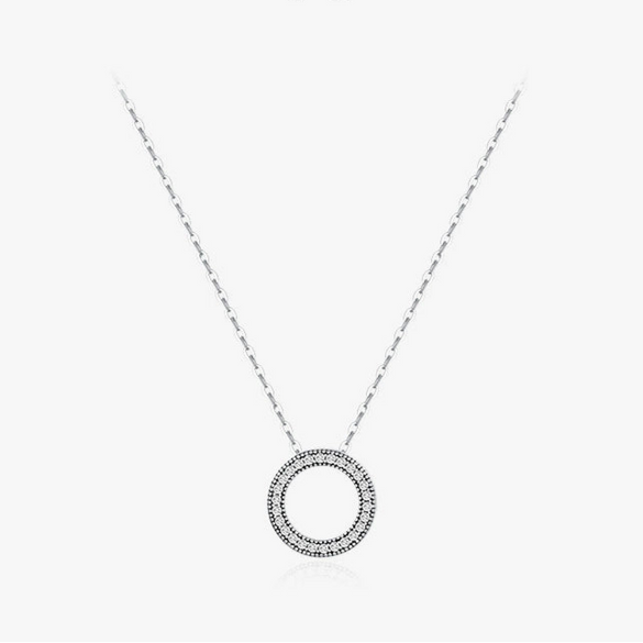 Wholesale S925 Sterling Silver Retro Round Geometric Full Diamond Zircon Clavicle Chain And Women's Light Luxury Earring Set
