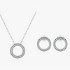 Wholesale S925 Sterling Silver Retro Round Geometric Full Diamond Zircon Clavicle Chain And Women's Light Luxury Earring Set