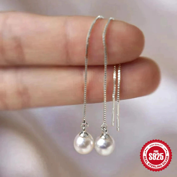 Wholesale S925 Sterling Silver Retro Tassel Pearl Drop Earrings With Star Round Bead Ear Hooks And Geometric Styling