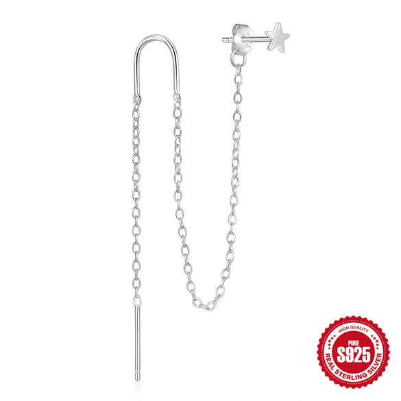 Wholesale S925 Sterling Silver Retro Tassel Pearl Drop Earrings With Star Round Bead Ear Hooks And Geometric Styling