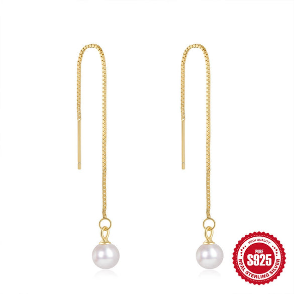 Wholesale S925 Sterling Silver Retro Tassel Pearl Drop Earrings With Star Round Bead Ear Hooks And Geometric Styling