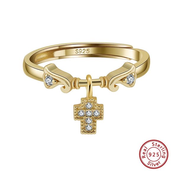 Wholesale S925 Sterling Silver Ring Cross Design Cute Electroplated For Women
