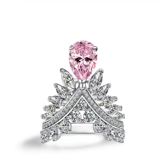Wholesale S925 Sterling Silver Ring Retro Style With Inlaid High Carbon Diamond Geometric Pattern Electroplated For Women