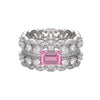 Wholesale S925 Sterling Silver Ring Retro Style With Inlaid High Carbon Diamond Geometric Pattern Electroplated For Women