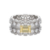 Wholesale S925 Sterling Silver Ring Retro Style With Inlaid High Carbon Diamond Geometric Pattern Electroplated For Women