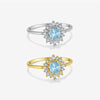 Wholesale S925 Sterling Silver Ring With Blue Zircon And Diamond In Geometric Style Electroplated