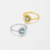 Wholesale S925 Sterling Silver Ring With Blue Zircon And Diamond In Geometric Style Electroplated