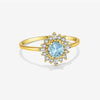 Wholesale S925 Sterling Silver Ring With Blue Zircon And Diamond In Geometric Style Electroplated