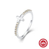 Wholesale S925 Sterling Silver Ring With Colorful Zircon Floral Cross Mori Design And Zirconia Processing Adjustable