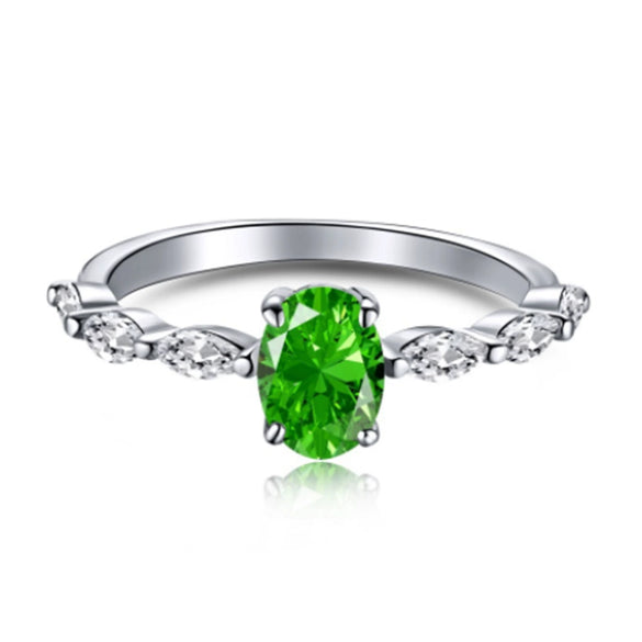 Wholesale S925 Sterling Silver Ring With Emerald And High Carbon Diamond Geometric Retro Style Electroplated For Women