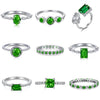 Wholesale S925 Sterling Silver Ring With Emerald And High Carbon Diamond Geometric Retro Style Electroplated For Women