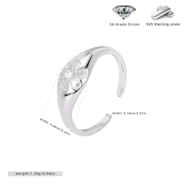 Wholesale S925 Sterling Silver Ring With Flower Pattern For Women