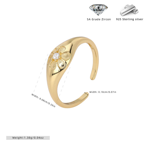 Wholesale S925 Sterling Silver Ring With Flower Pattern For Women