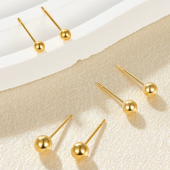 Wholesale S925 Sterling Silver Round Ball Mini Bean Ear Piercing Ear Needles Ear Bone Nails Electroplated Geometric Earrings For Women