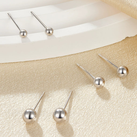 Wholesale S925 Sterling Silver Round Ball Mini Bean Ear Piercing Ear Needles Ear Bone Nails Electroplated Geometric Earrings For Women