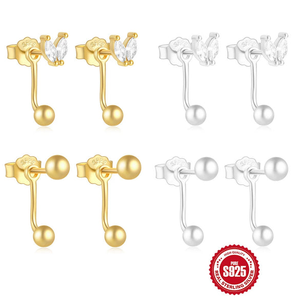 Wholesale S925 Sterling Silver Round Bead Fashionable Ear Studs Earrings With Electroplating For Women Horse Eyes Design
