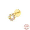 Wholesale S925 Sterling Silver Round Cross Tassel Flat Bottom Internal Thread Piercing Ear Bone Nail For Women With Geometric Design And Electroplating