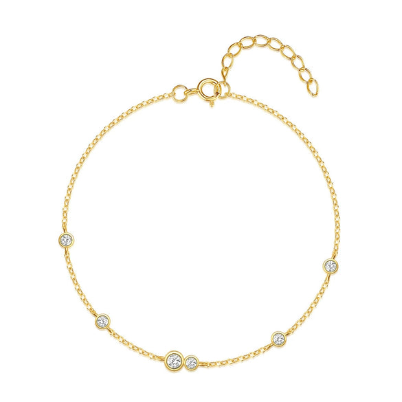 Wholesale S925 Sterling Silver Round Diamondencrusted Niche Design Light Luxury Elegant Minimalist Geometric Bracelet For Women With Electroplating And Real Gold Plating
