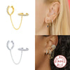 Wholesale S925 Sterling Silver Round Diamondencrusted Tassel Chain Ear Buckle Earring For Women Geometric Design