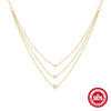 Wholesale S925 Sterling Silver Round Diamondencrusted Threelayer Stacked Collarbone Chain With Electroplating For Women