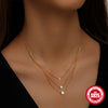 Wholesale S925 Sterling Silver Round Diamondencrusted Threelayer Stacked Collarbone Chain With Electroplating For Women