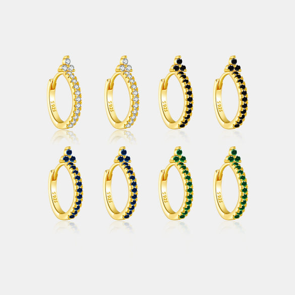 Wholesale S925 Sterling Silver Round Earrings With Zircon Electroplated With 18K Gold Fashion Ol And Geometric Style Unisex