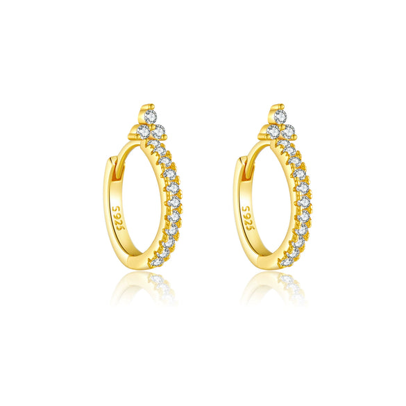 Wholesale S925 Sterling Silver Round Earrings With Zircon Electroplated With 18K Gold Fashion Ol And Geometric Style Unisex